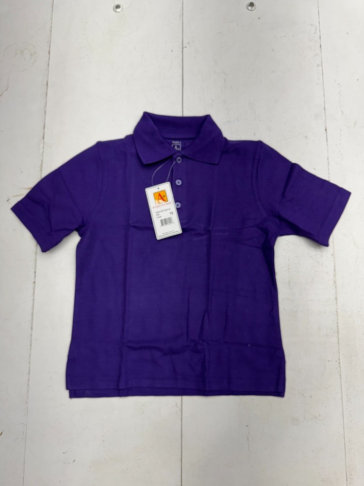 A+ Solid Purple 1/4 Button Polo Uniform T Shirt Youth Size Small NEW