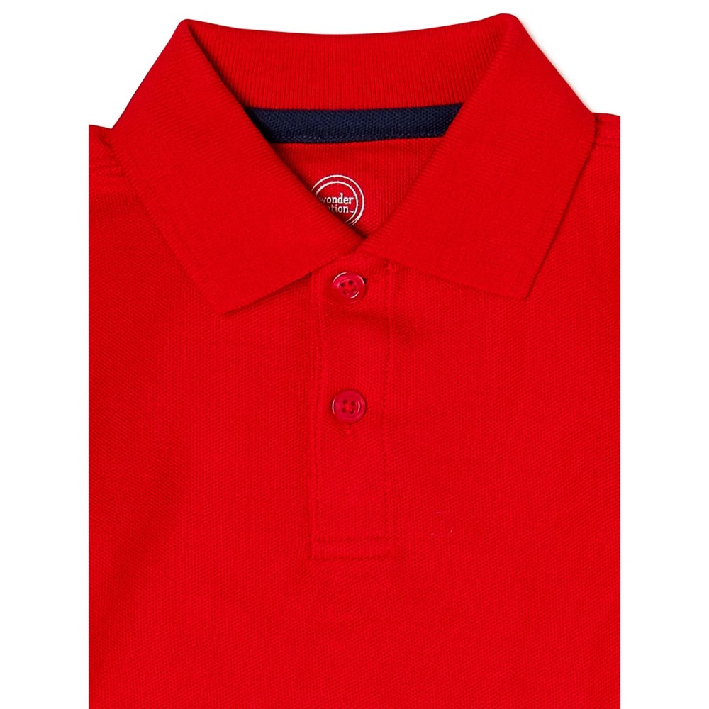 Wonder Nation Boys Size L Red School Uniform Long Sleeve Pique Polo 2-Pack –U8-