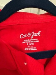 NEW Cat & Jack Red Collar Uniform Short Sleeve Polo (S 6/7)