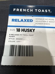 French Toast Husky Boys’ Flat Front Relaxed Pants 18 Husky Grey