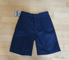 1 Boys Navy Flat Front Twill Chino School Uniform Shorts Adjust Waist SIZE 14H