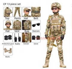 Children’s Camouflage Suit Special Forces Military Training Uniform with Helmet