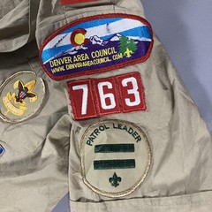 Boy Scouts Of America Shirt Youth Large Khaki Uniform Short Sleeve Patches USA