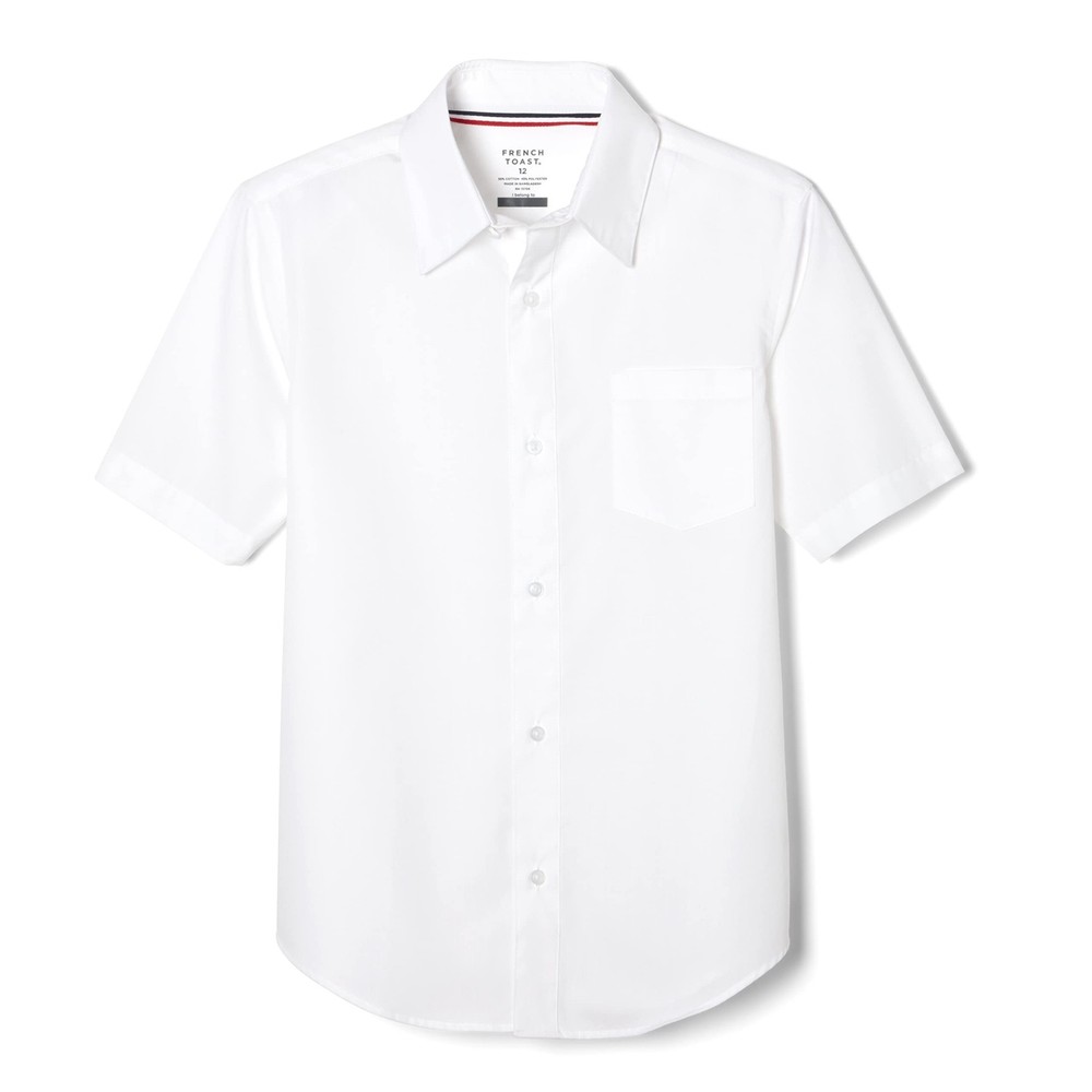 French Toast Boys’ Short Sleeve Classic Poplin Dress Shirt (Kids 14, White