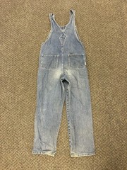 Vintage LL Bean Blue Denim Bib Overalls Youth Size Medium 100% Cotton Utility