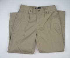 LANDS END Khaki School Uniform Plain Front Chino Pants Boys 18 INSEAM 26″ NEW