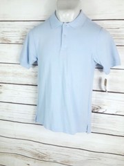 Dockers Boys Polo Shirt Size L 14-16 Light Blue Short Sleeves School Uniform