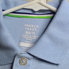 French Toast Boys Light Blue Polo Shirt Uniform S (6/7) RN 13706 Short Sleeve