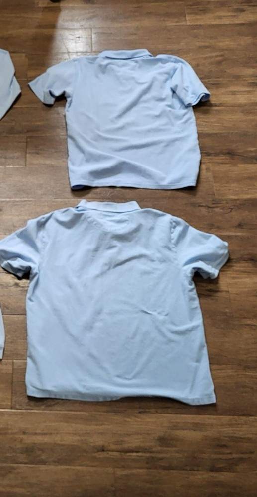 Pair of School School Uniform Baby Blue Short Sleeve Polo Shirts Size Large
