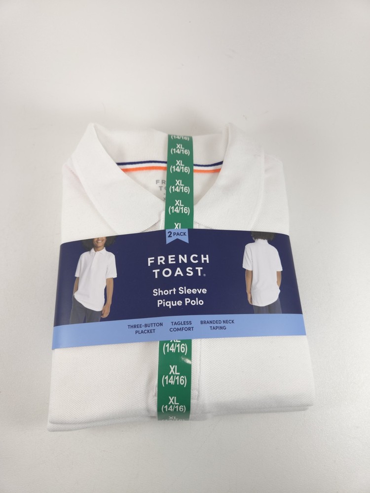 2 New French Toast Boys 14/16 Polo Style Shirts White Uniform