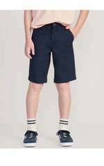 Old Navy Boys 20 Plus Blue Built-In Flex Twill Straight Uniform At Knee Shorts