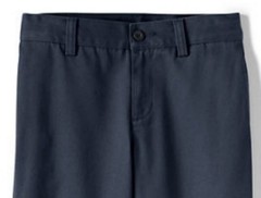 LANDS END Classic Navy School Uniform Plain Front Chino UNHEMMED Pants Boys 8