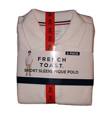 French Toast Short Sleeve School Uniform Pique Polo Shirt 2 Pack White Boy’s(8)M