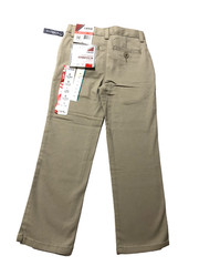 Izod Boy’s Flat Front Stretch Khaki Chino Pants Slim Size 5 Adjustable waist