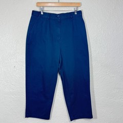 Vtg 90s LL Bean Youth Pants 14 Navy Chino School Uniform 100% Cotton Adjustable