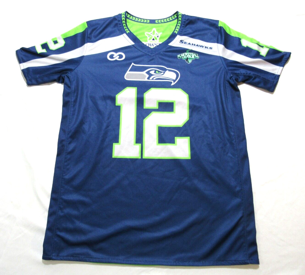 Youth Large Seahawks Reversible #12 Flag Football League Yellowstone Jersey