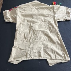 VTG BSA Boys Youth LG Uniform Shirt Tan East Texas. Patches, Pins
