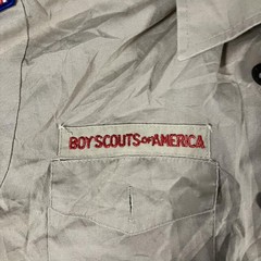 Boy Scouts Of America Shirt Youth Large Khaki Uniform Short Sleeve Patches USA