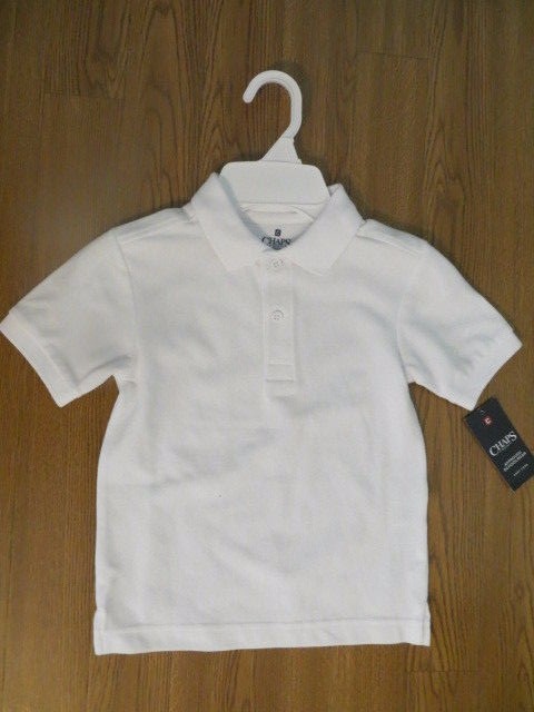 NEW CHAPS BOYS APPROVED SCHOOL UNIFORM WHITE SHORT SLEEVE POLO SIZE 4, 5-6