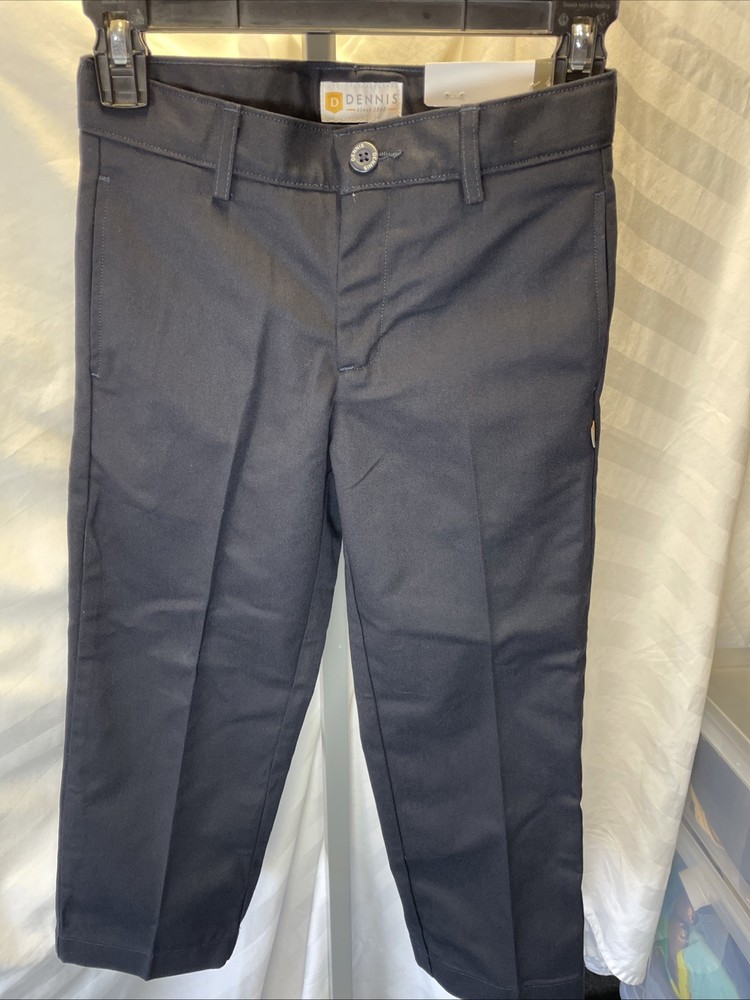 Dennis Uniform School Flat Front Pant Boys 8 Regular Irvington Style 077000 Navy