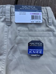 NWT Nautica Boy’s School Uniform Khaki Pants Sz 6 Regular Reinforced Knee Beige