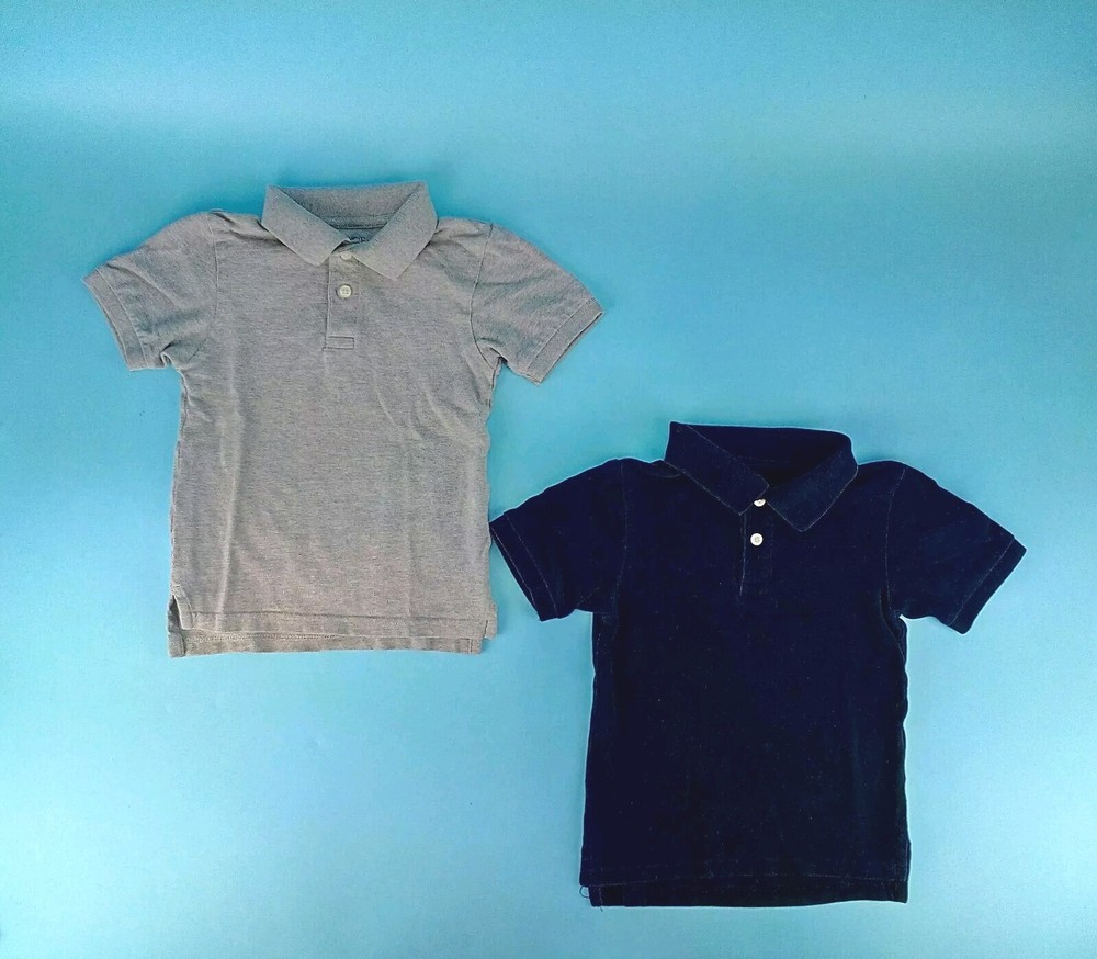 Place Boys Size Small S/P 5 – 6 Uniform Shirts Lot Short Sleeve Gray Navy EUC