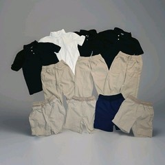 Boys School Uniform Lot of Small 3-pants, Small 4-shorts, Large 4-Polo Shirts.