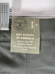 Boy Scouts Of America Pants Youth 14 Green Canvas Convertible Zip Off Uniform