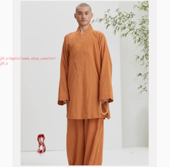 Buddhist Shaolin Monk Robe Full Set/Cotton Thin Kung Fu Suit Meditation Uniforms