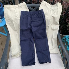 French Toast Boys 3 Pair School Uniform Elastic Back Pants size 6 Tan & Navy