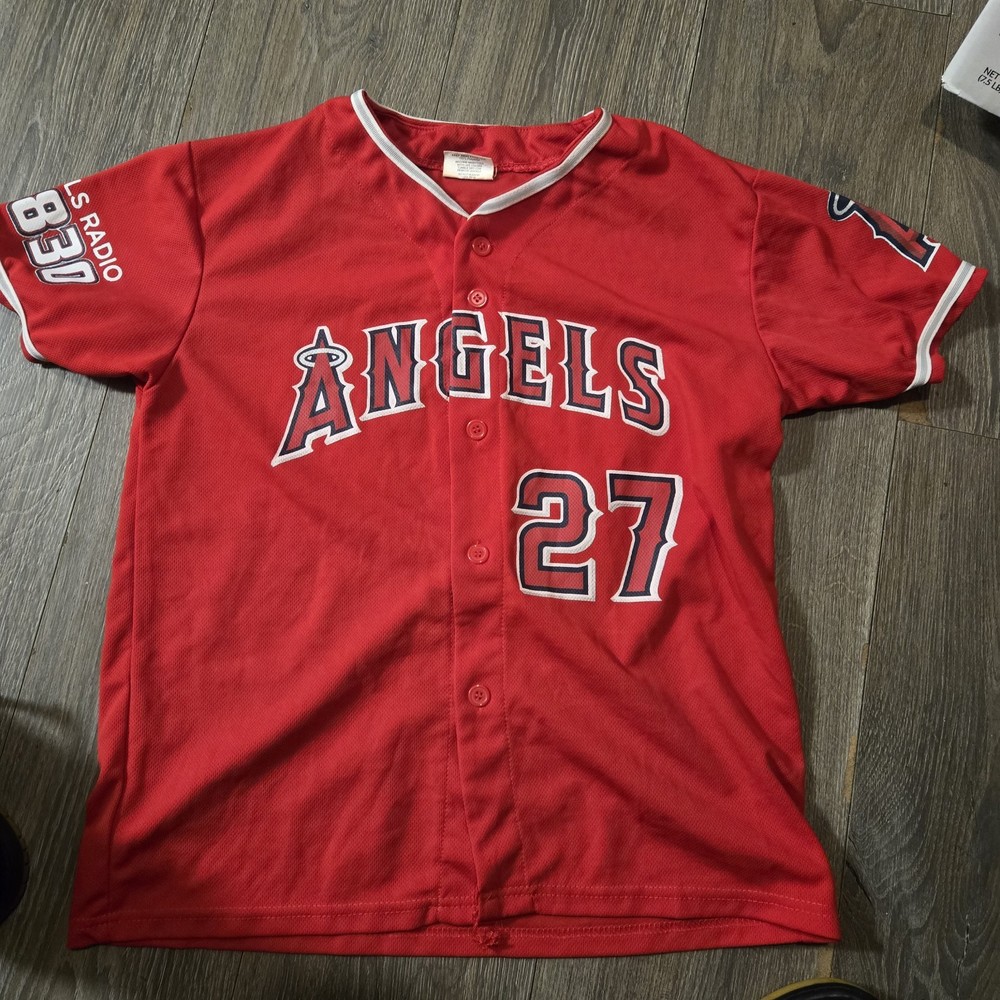 Los Angeles Angels Mike Trout 27 Angels Radio AM 830 Jersey Size Youth XL