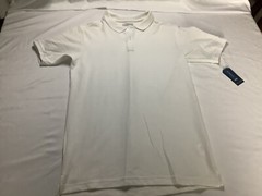 NAUTICA BOYS XL 18-20 SHORT SLEEVE SCHOOL UNIFORM POLO SHIRT, WHITE BOX E