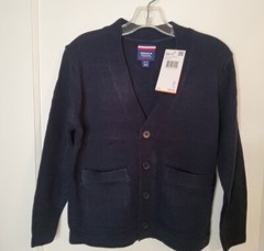 NWT $32 French Toast Boys Navy Cardigan Sweater, S(6/7), Button Front, School