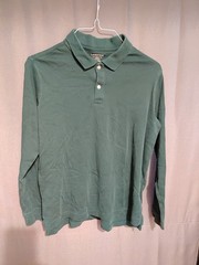 Green Lands’ End long sleeve button up shirt/polo and Grey uniform polo