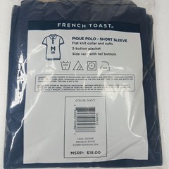 NEW French Toast Boys Short Sleeve Polo School Uniform, M (8) Side Vent NAVY