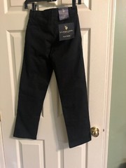 U.S POLO ASSN. School Uniform Flat Front Pants Boys 10 Blk ADJUSTABLE WAIST NWT