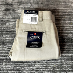 Chaps Boys 8 Slim Pants Khaki Tan Approved Schoolwear Uniform Flat Front New