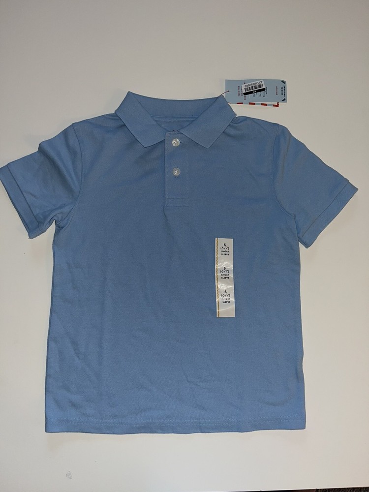 Cat and Jack School Uniforms Light Blue Short Sleeve Polo Shirt Size M (10-12)