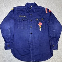 VINTAGE Cub Scouts BSA Shirt Blue Uniform w/ Patches Pins Hat Scarf Plus 50s