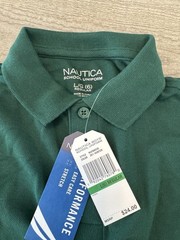 NWT Nautica Boys School Uniform Short Sleeve Polo Performance Shirt Sz L 6 Green