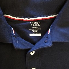 French Toast Boys Uniform Polo Shirt Large 10/12 Blue Long Sleeve Lot Of 2