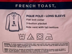 Red School Uniform Shirt Long Sleeve Button Pique Polo S 6/7 Unisex French Toast