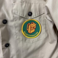 Vintage Boy Scouts Of America Shirt Boys 16 Beige Uniform Long Sleeve Patches