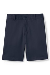 LANDS END Navy School Uniform Plain Front Blended Chino Shorts Boys 18 NEW