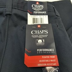 Chaps Pants Boy’s School Approved Black Performance Pleated Size 4 Reg, New