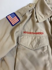 Boy Scouts Of American Shirt Youth Medium Brown Short Sleeve Button Up 275