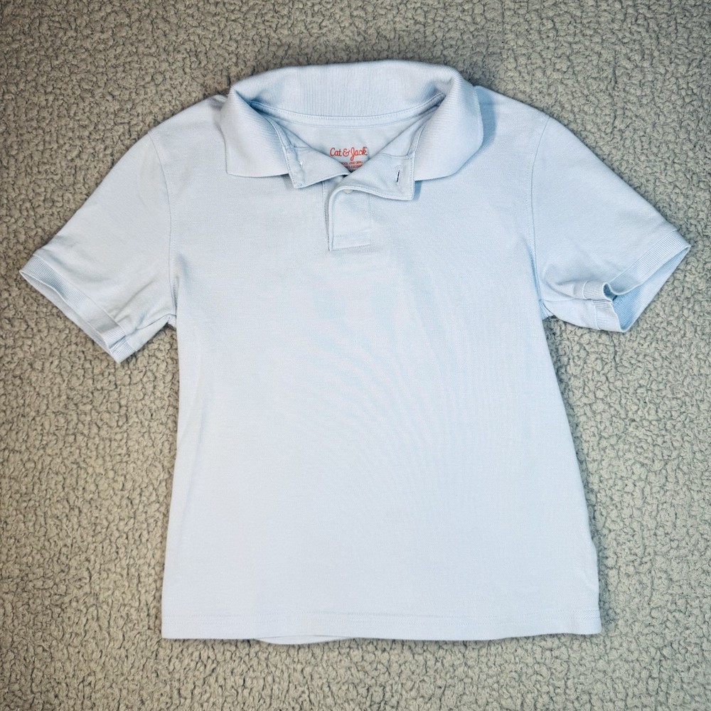 Cat & Jack Boys School Uniform Polo Shirt Light Blue S (6/7). -077