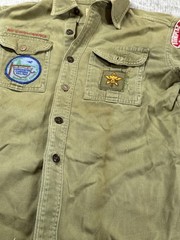 Vintage Boy Scouts Of America Shirt Green Sanforized Uniform Patches Quinnipiac