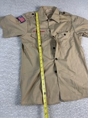 Vintage Boy Scouts Of America Shirt Boys 16 Khaki Uniform Short Sleeve 80s