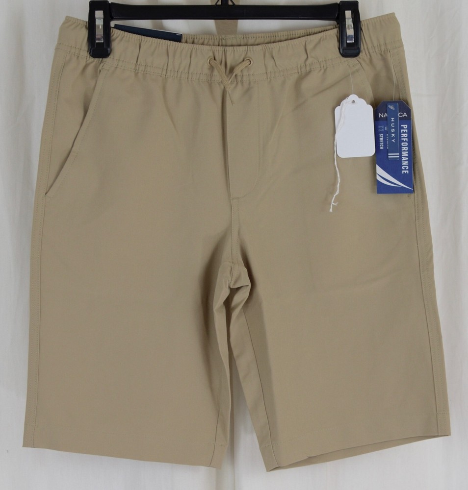 Nautica Boys’ School Uniform Performance Short Khaki Size 12 Husky